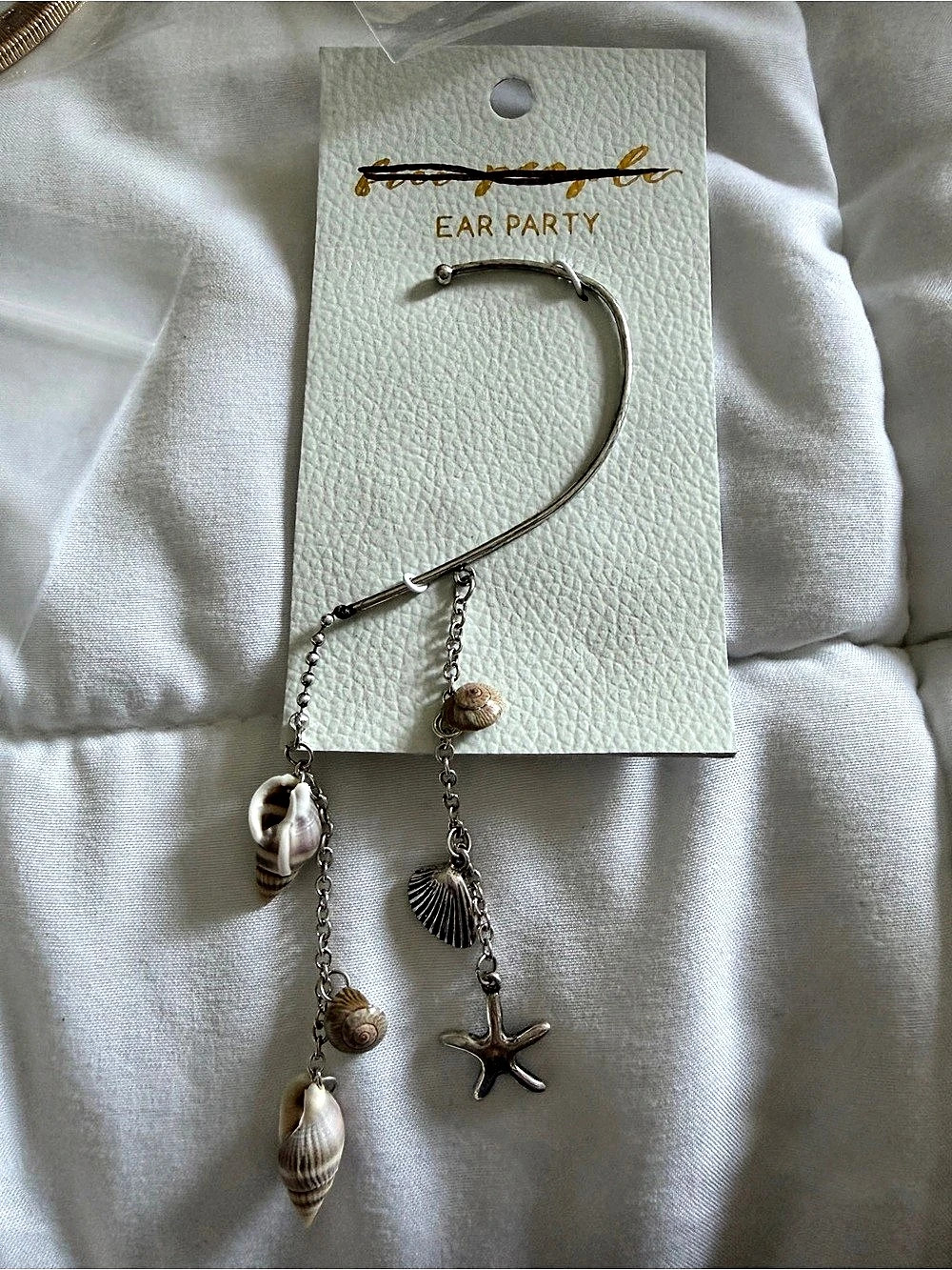 Free People Ear Party Shell Ear Cuff Silver